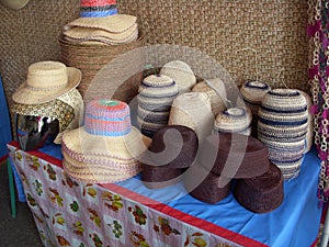 Hats and baskets made of Ã¢â¬ÅpurunÃ¢â¬Â, traditional handicrafts typical of the Ã¢â¬ÅbanjarÃ¢â¬Â tribe